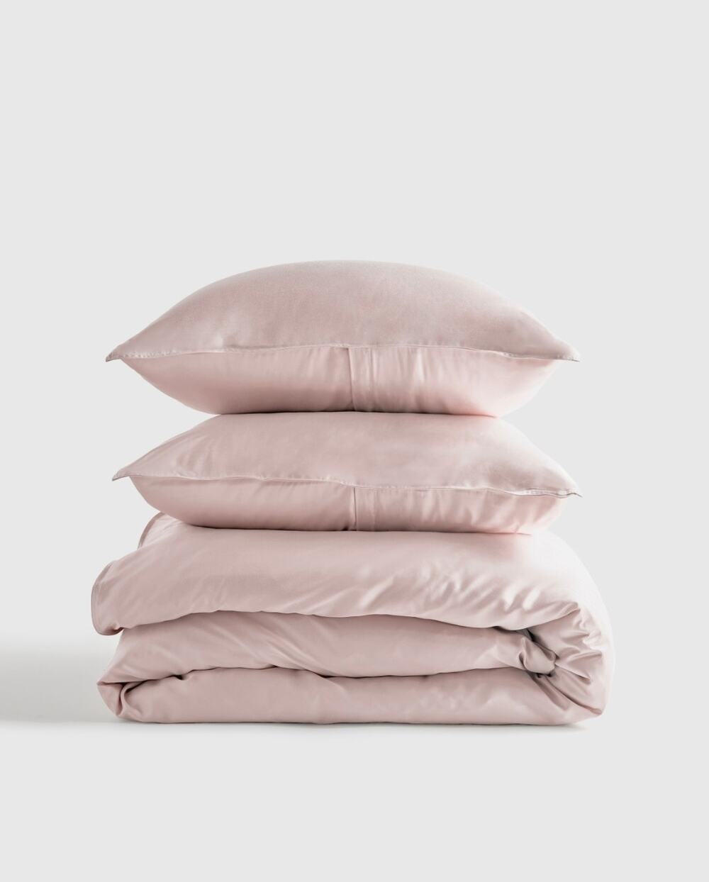 New Quince Organic Bamboo Visose Full Queen Duvet Cover 3Pc Set Soft Blush